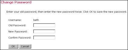 Change user password screen shot