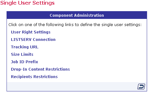 Editing component specific settings for a single user account