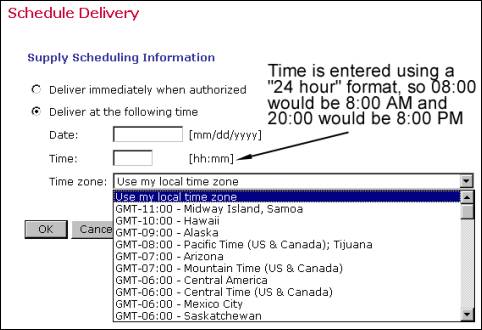 Scheduling delivery
