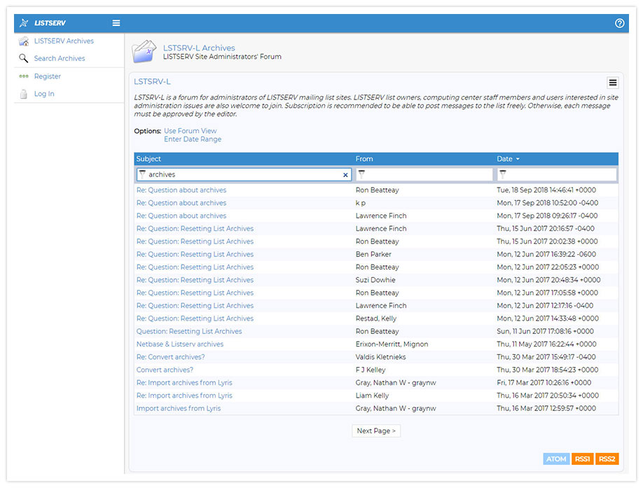 LISTSERV Archives Classic View LISTSERV Archives Classic View