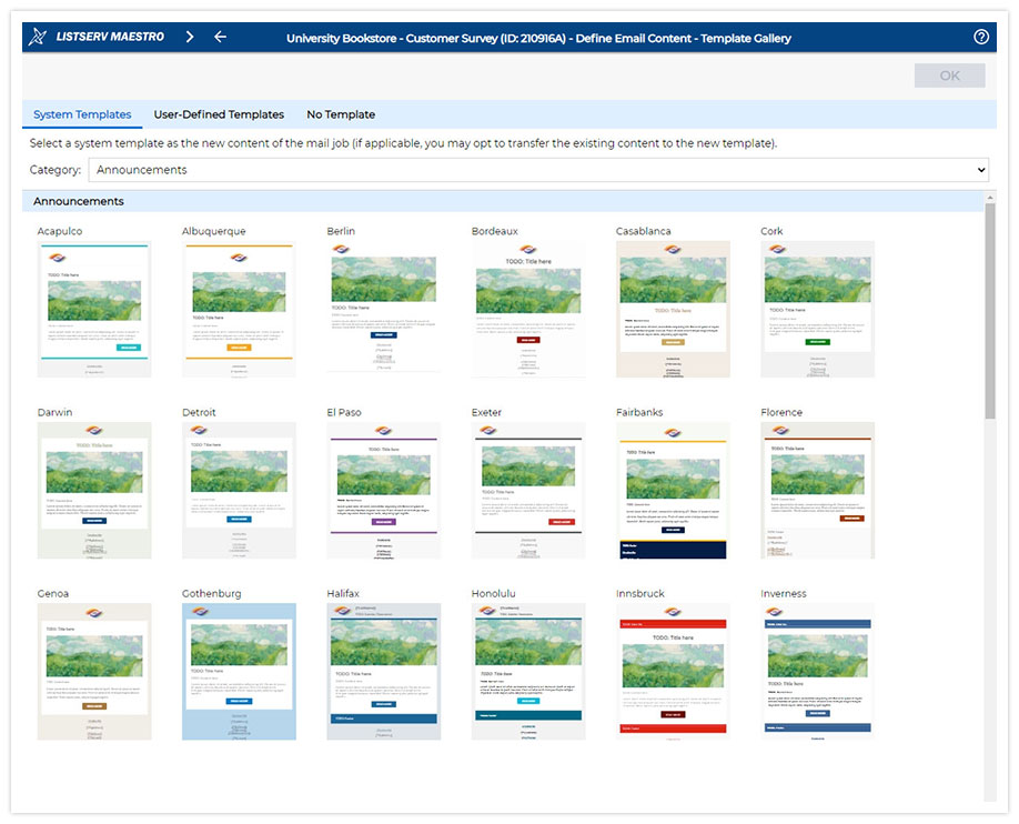 LISTSERV Maestro Announcement Templates LISTSERV Maestro Announcement Templates