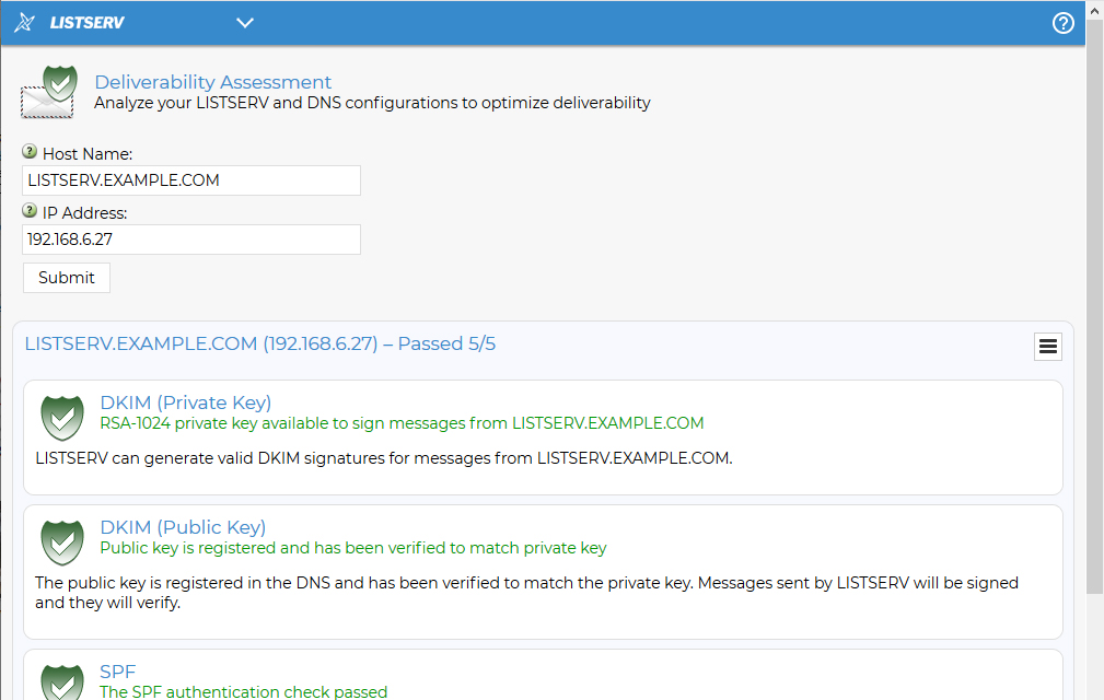 Deliverability Assessment - Report Screen