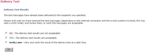 Delivery test results