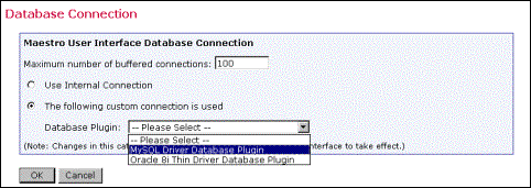 Database connection screen shot