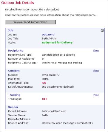 Outbox Job Details