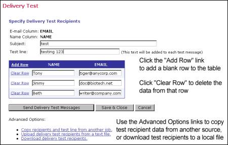 Delivery test screen shot