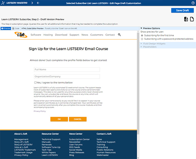 Customizing Your Sign-Up Pages