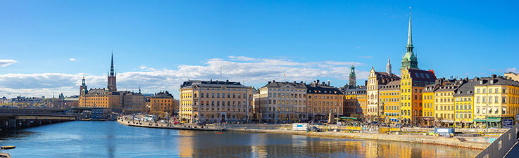 Panoramic view of the historic district of Gamla Stan in Stockholm, Sweden
