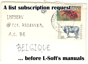 A list subscription request ... before L-Soft's manuals