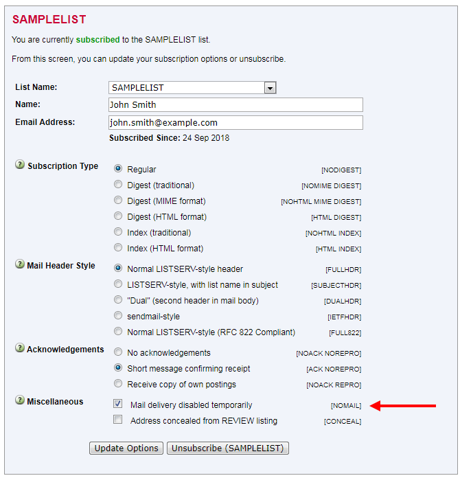 Subscription Settings