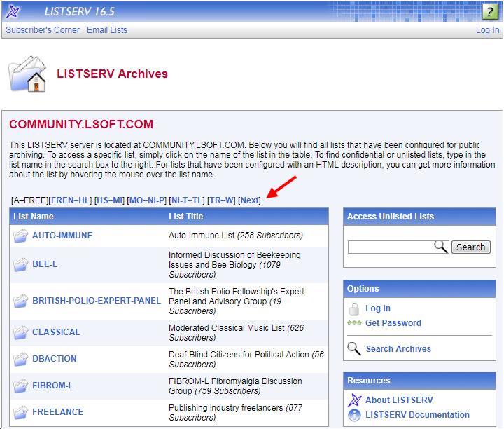 LISTSERV Home Page