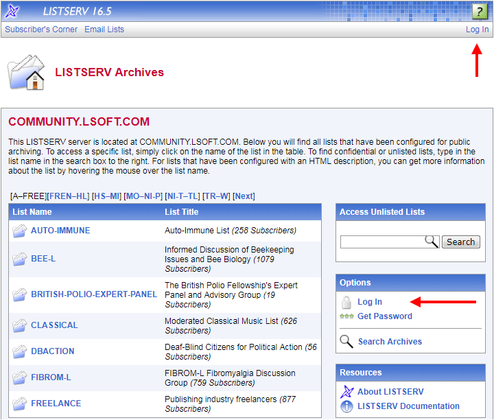 LISTSERV Home Page