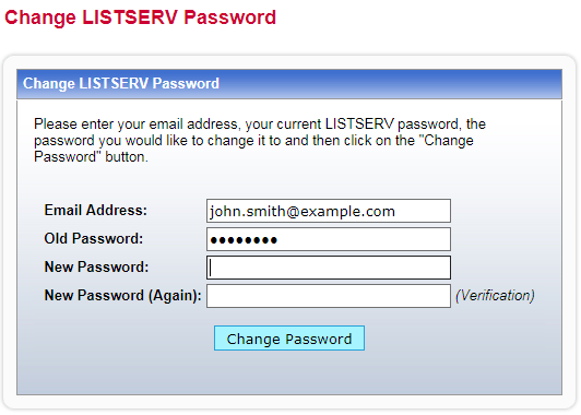 Change Password Screen