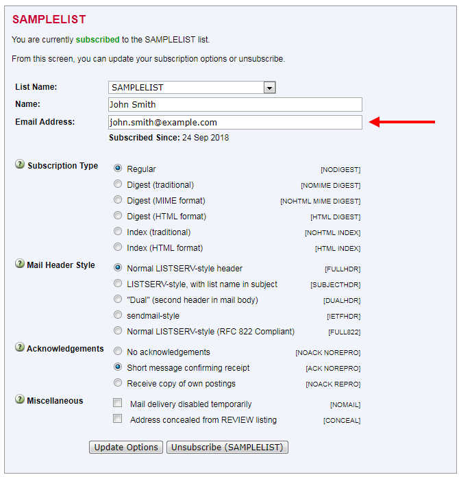 Subscription Settings